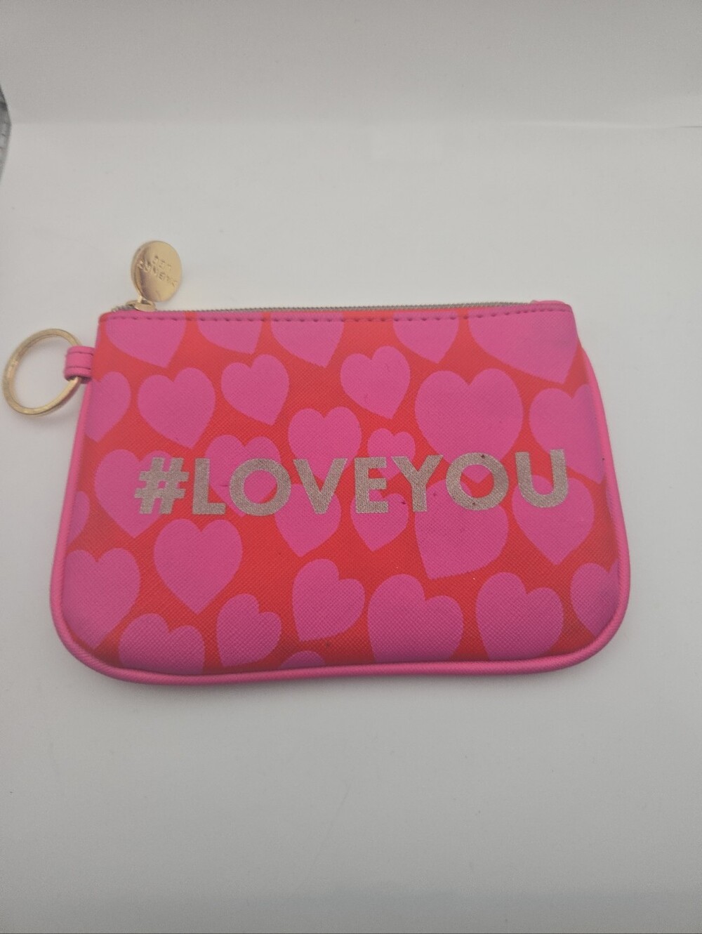 Dabney Lee #LOVEYOU Pink Heart Zip Pouch